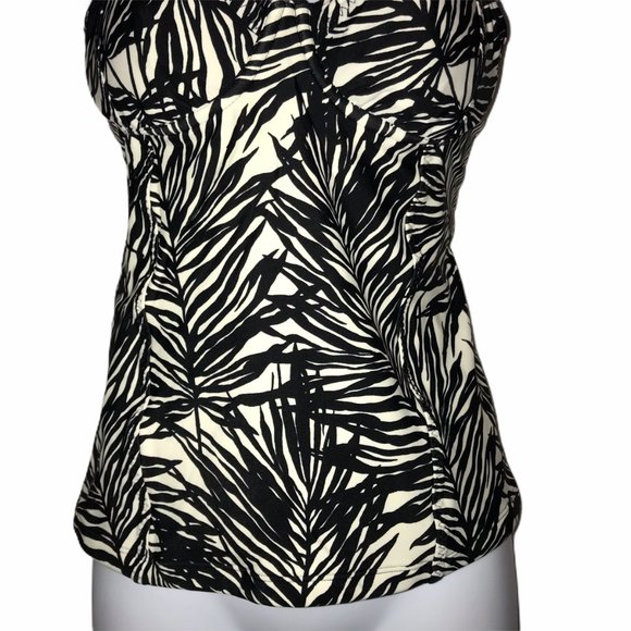 Athleta Black Hawaiian Leaf Tankini Top 34 B/C - Picture 5 of 8